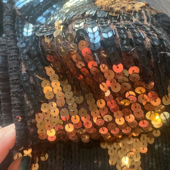 Vtg Sequin Maximalist Glam Zip Up Sweater Cardigan Size S Retro Luxury Old Money - Picture 8 of 9
